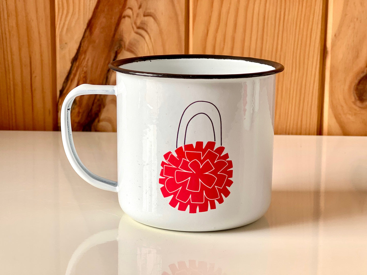 Taza esmaltada San Andresiño- Amuleto do Amor (Flor)