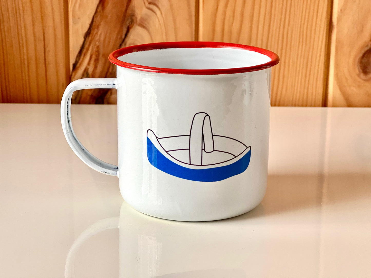 Taza esmaltada San Andresiño- Amuleto Viaxes (Barco)