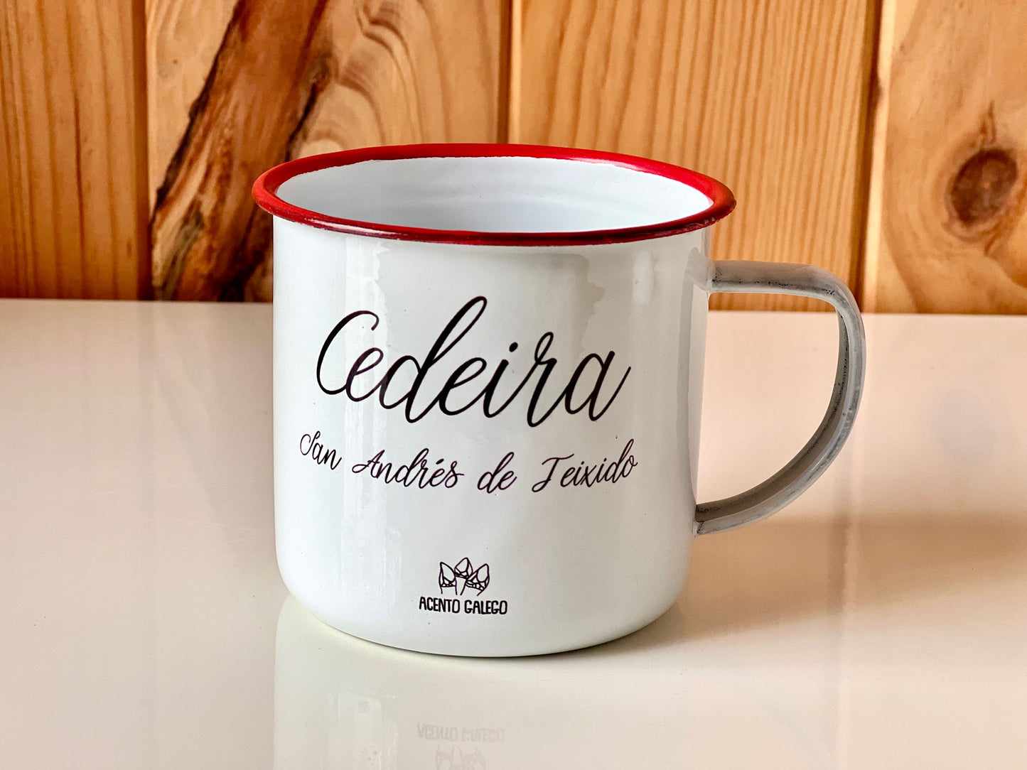 Taza esmaltada San Andresiño- Amuleto Viaxes (Barco)