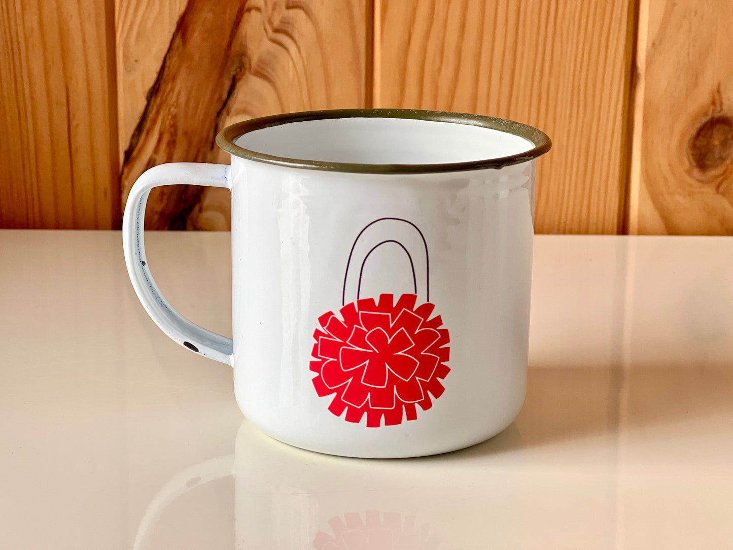 Taza esmaltada San Andresiño- Amuleto do Amor (Flor)